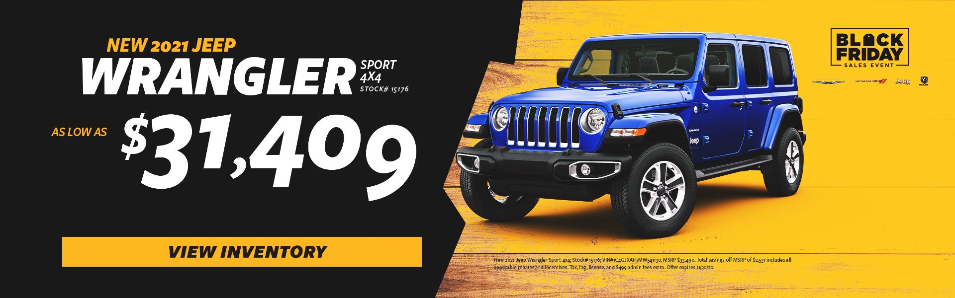 New 2021 Jeep Wrangler Sport 4x4 - As Low As $31,409!